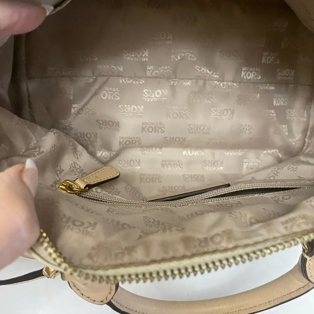 Michael Kors White and Tan Satchel